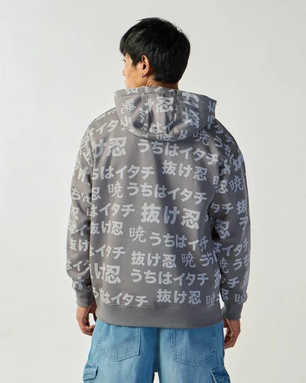 Men's Grey All Over Printed Oversized Hoodies - Image 3