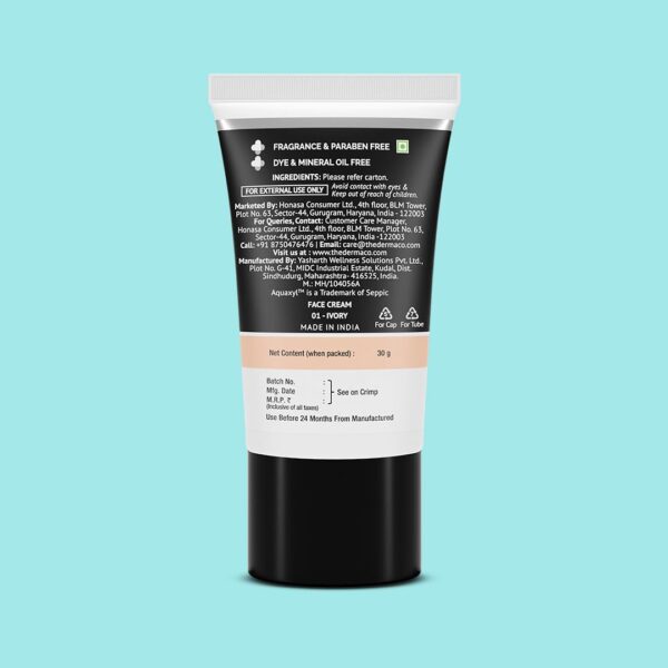 The Derma Co 2% Niacinamide Hydrating Bb Cream With 1% Hyaluronic Acid Complex & Aquaxyl, Medium, Matte, All Skin Type - 30 Gm | 01 - Ivory - Image 2