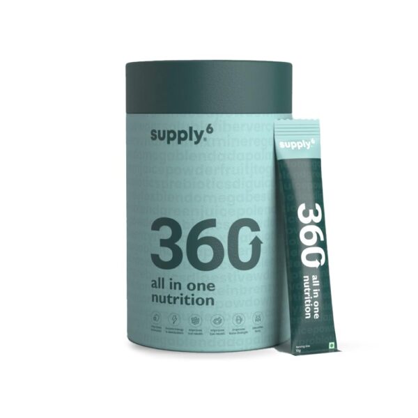 Supply6 360 Ultimate Health Powder for Women and Men | Comprehensive Daily Supplement with 63+ Vitamins, Minerals, Probiotics, and Superfoods | Supports Gut Health, Energy, Immunity- 15 Servings