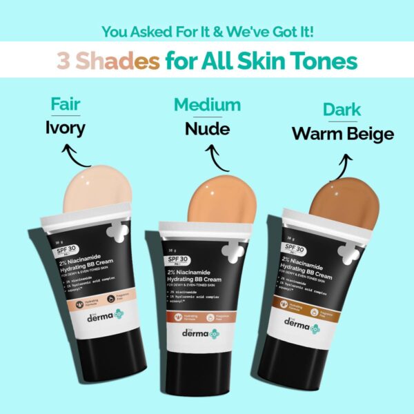 The Derma Co 2% Niacinamide Hydrating Bb Cream With 1% Hyaluronic Acid Complex & Aquaxyl, Medium, Matte, All Skin Type - 30 Gm | 01 - Ivory - Image 8