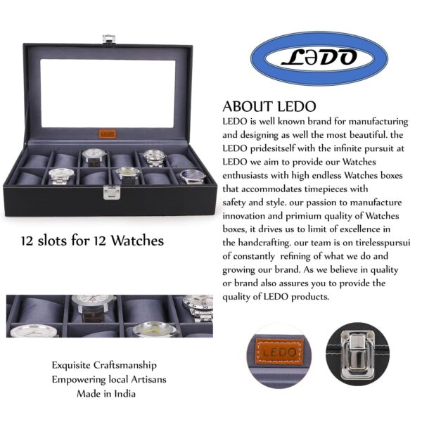 LEDO Men's and Women's Watch Box Holder Organizer Case - Image 3