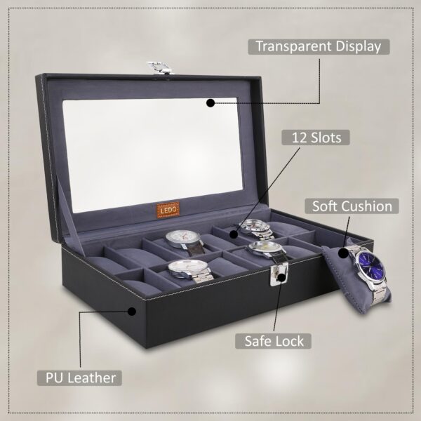 LEDO Men's and Women's Watch Box Holder Organizer Case - Image 8